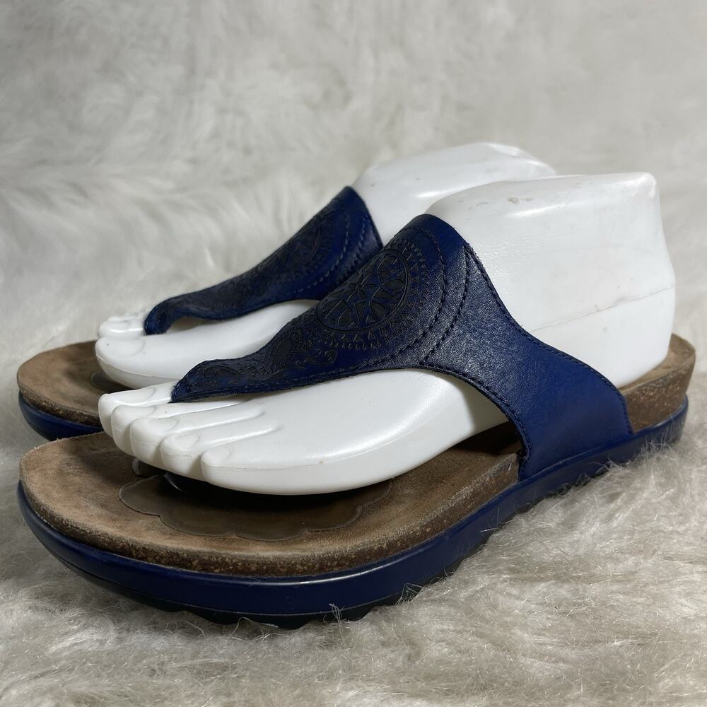 Dansko Womens Blue Leather Thong Comfort Sandals EU 40 US 9.5